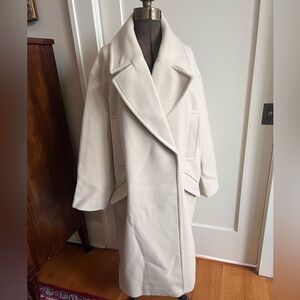 Ivory Double-Breasted Long Coat by Zara